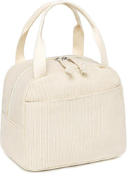 Stylish and Spacious Lunch Bag Set, Perfect for Work, School, Picnics, and Travel - Includes Utensils and Insulated Tote Bag (Beige) - B