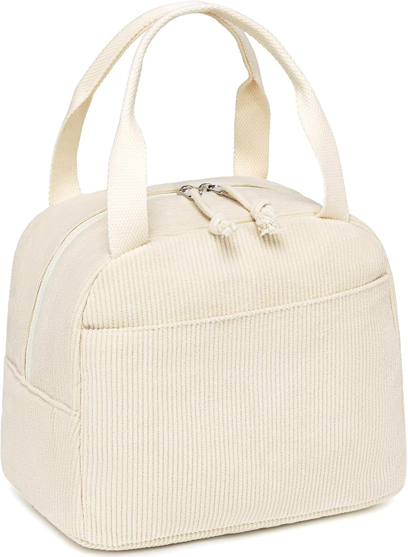 Stylish and Spacious Lunch Bag Set, Perfect for Work, School, Picnics, and Travel - Includes Utensils and Insulated Tote Bag (Beige) - B