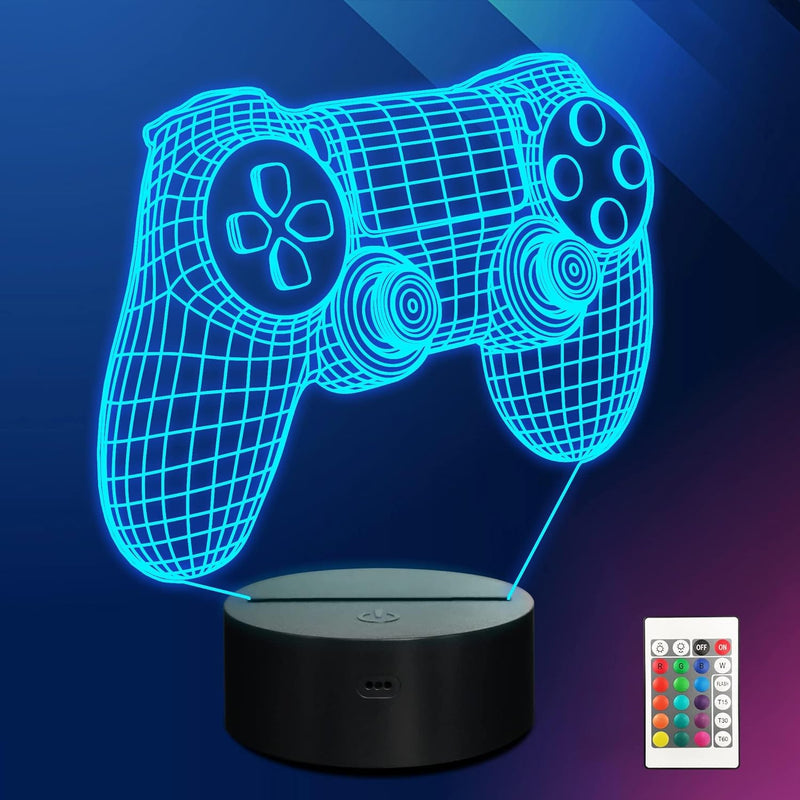 eWINNER 3D Gamepad Illusion Lamp, Game Controller Night Light with Remote Control and Timing Function 16 Color Changing Gaming Room Decor Best Gamer Gift
