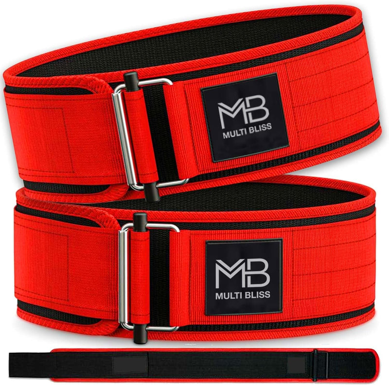 MULTI BLISS® Premium Quality Weight Lifting Gym Belt for Athletes, Olympic Training, Deadlift, Bodybuilding, WOD, Lifting Lumbar Support & Gym Workouts Belt for Men & Women (FreeGift Gym Keychain)