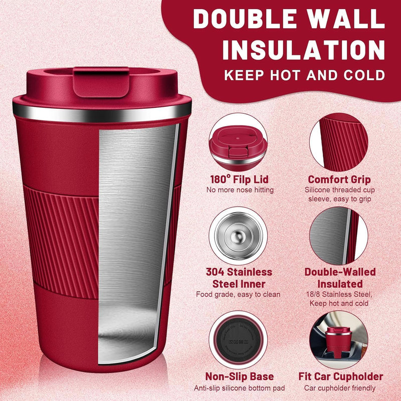 BuyOn Travel Coffee Tumbler Stainless Steel Double Wall Vacuum Hot and Iced Coffee Cup Hydro Flask Drinks Insulated Mug with Leakproof Lid for Home Office Gym Outdoor Work (WHITE, 380ML)