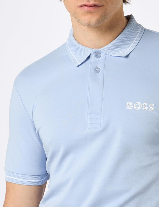 BOSS Men's Paule 1 Slim-Fit Interlock Cotton Polo Shirt with Mesh Logo