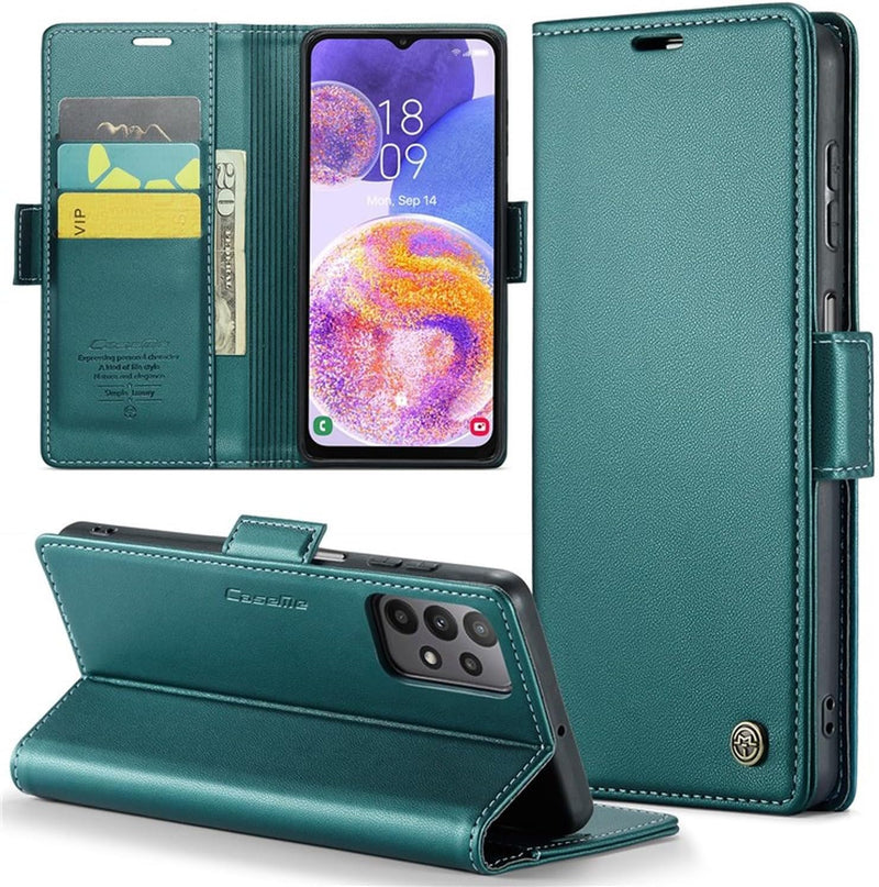 For Samsung Galaxy A73 5G Leather Case RFID Blocking 3 Card Slot Mobile Cover - Black - Galaxy A23 4G / A23 5G Black