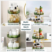 Sortify Perfume Organizer, Luxury Acrylic Perfume Stand, Lazy Susan 360° Rotating Makeup Organizer & Skincare Rack, Showcase Your Cologne Collection with 2 Tier Perfume Tray 32x23x23cm (Gold)