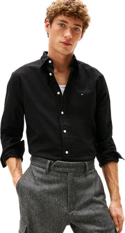 Mens Long Sleeve Oxford Shirts in Regular Fit, Men's Button Down Shirts, Also Available in Big and Tall - Black / Black Solid