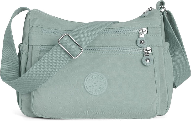 Crossbody Bags for Women Waterproof Tote Bag Casual Nylon Purse Handbag RFID Lightweight Messenger Bag - Green