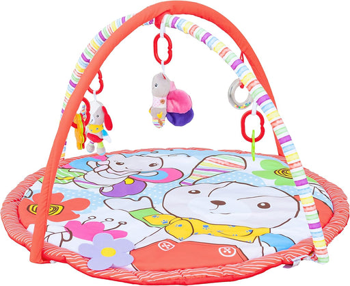The Moon Brand Perky Baby Playmat and Activity Gym for Newborn Baby & Infant 5 Hanging Sensory Toys Visual, Hearing, Touch, Cognitive Early Development Playmat. Suitable from 0m+ 80cm Paradise Play - Red