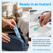 32 Pack 5-in-1 Disposable Toothbrushes with Toothpaste, Floss, Pick & Tongue Scraper, Portable Mini Travel Toothbrush Set for Adults, Individually Wrapped, Work Camping, 4 Flavor