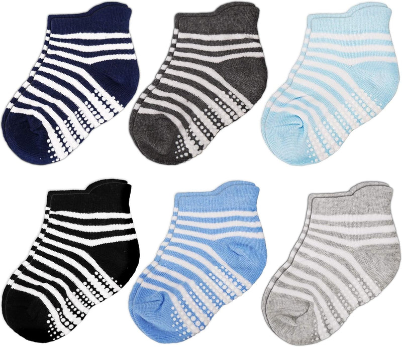 CozyWay Non-Slip Socks with Grippers - Ankle Style for Little Girls and Boys, Infants, Toddlers, Children