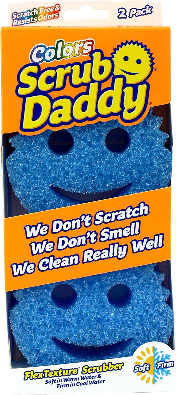 Colors Washing Up Sponge, Cleaning Sponges in Multipack, Texture Change, Scratch-Free Dirt Eraser Sponge for the Kitchen, Odour-resistant, Kitchen Sponge Dishwasher Safe - Pack of 2, Blue - blue 2er Pack