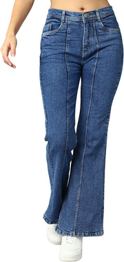 Women's Denim Wide Leg Jeans - Medium Blue