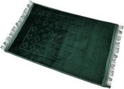 Premium Velvet Prayer Mat 80x120 cm Anti-Slip Soft Muslim Janamaz with Tasbeeh Comfortable Islamic Prayer Rug Ideal for Daily Use & Gifting Green - Green