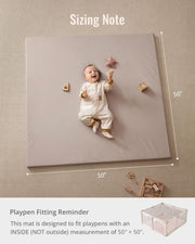 Blissful Diary Vegan Leather Baby Play Mat, 50x50 Thicken Foam Cushioned & Waterproof Playpen Mat for Infants and Toddlers, Stylish and Just Wipe-Clean Playmat for Baby Play on Floor, Light Green