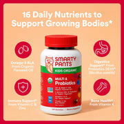 Organic Kids Multivitamin, Daily Gummy Vitamins: Probiotics, Vitamin C, D3, Zinc, & B12 for Immune Support, Energy & Digestive Health, Assorted Fruit Flavor, 120 Gummies, 30 Day Supply - Organic + Probiotics