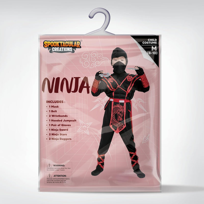 Spooktacular Creations Dragon Ninja Costume for Kids Halloween Party, Ninja Outfit Set, Carnival Costume Party