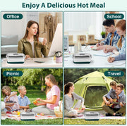Stainless Steel Lunch Box 2L - Leakproof 2 Layers Bento Box with 3 Compartments, Portable Metal Lunchbox for Adults & Kids, Durable, Eco-Friendly, BPA-Free Food Container for School, Work, Picnic