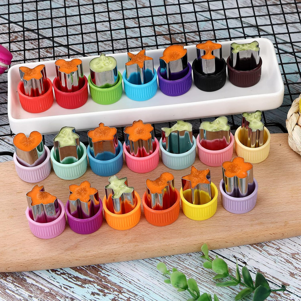 MUYIYAMEI Vegetable Cutter Shape Set, Mini Cookie Cutters,Biscuit Cutter to Decorate Food, Children's Baking and Food Supplement tool Accessories Kitchen Crafts, (20PCS+20Fork) – image 5