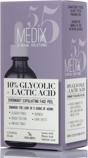 Medix 10% Glycolic Acid Face Peel Exfoliating Serum W/Lactic Acid + Salicylic Acid Gentle Skin Care Exfoliate Facial Peel Treatment Targets Fine Lines, Wrinkles, Large Pores, Age Spots 1.75 FL Oz