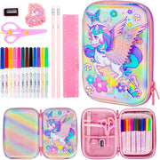 Unicorn Pencil Case Stationery Set for Kids, 3D EVA Big Capacity Cute Cartoon Pencil Pen Case Bag with Zipper Office School Storage Bag Pouch Holder Box Organizer - Unicorn