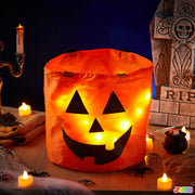 JOYIN 2pcs Halloween Trick or Treat Bags, 10 x 11.8 Inch / 25 x 30 cm Reusable Pumpkin Buckets for Kids Halloween Birthday Party