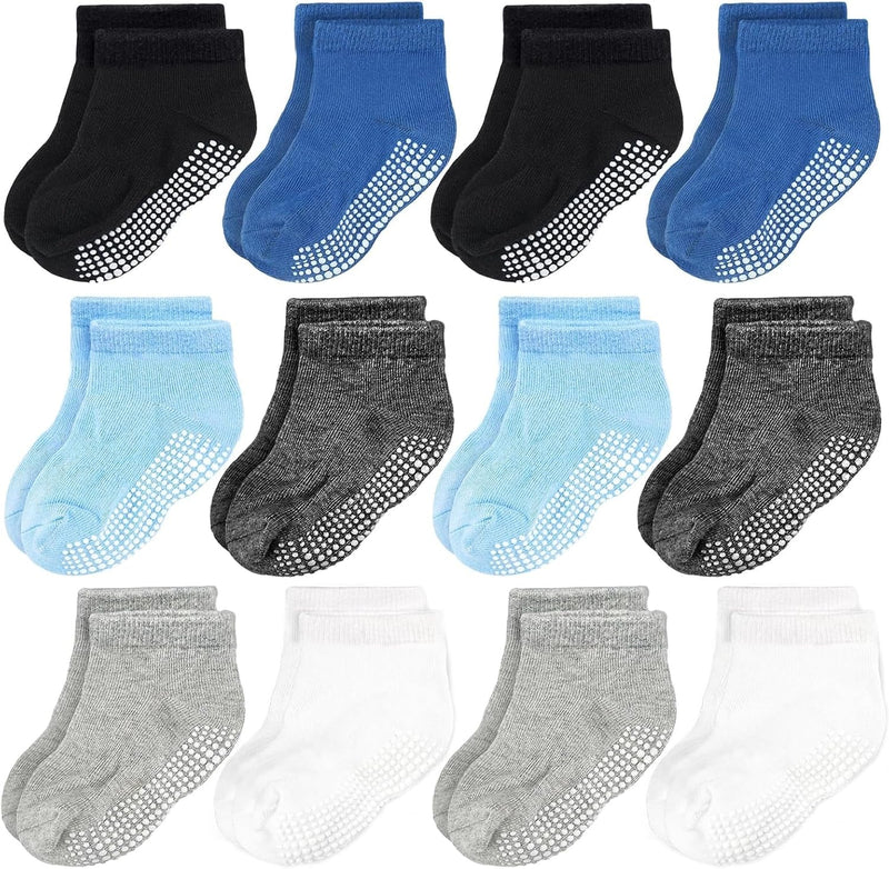 CozyWay Non-Slip Socks with Grippers - Ankle Style for Little Girls and Boys, Infants, Toddlers, Children