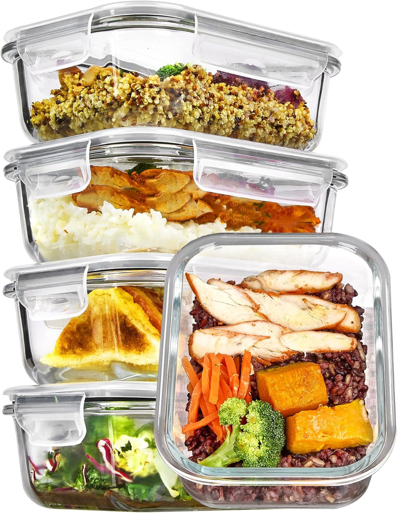 Vtopmart Glass Meal Prep Containers with Snap Lids (4pack 33oz, Grey) - 5pack 22oz/651ml