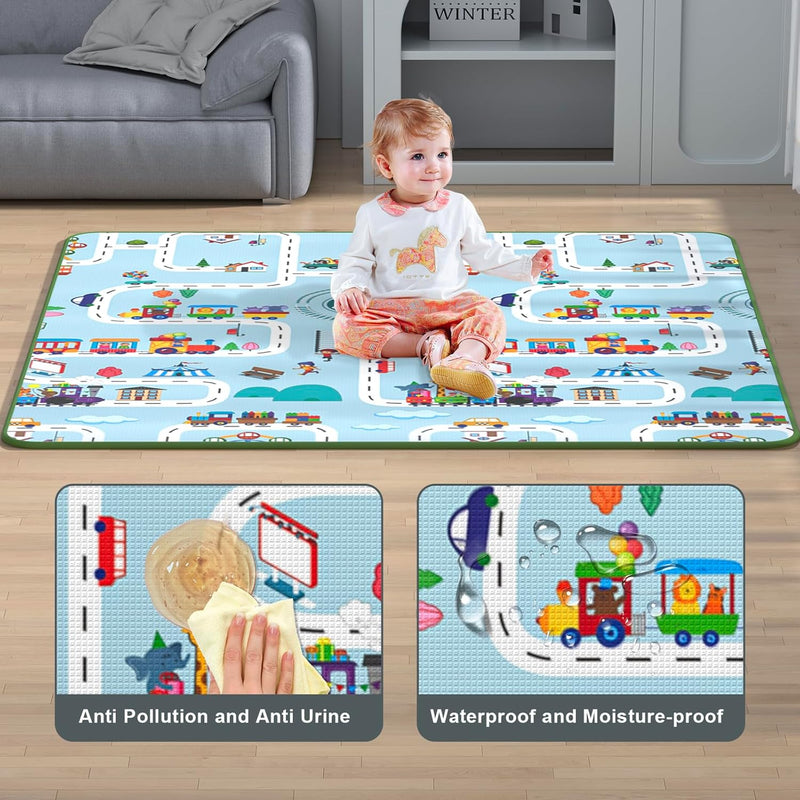 Vancle Baby Play Mat, Soft Baby Mat for Floor, Playmat for Babies Toddlers and Infants, Reversible Foam Play Mat, Waterproof Baby Crawling Mat for Indoor & Outdoor (127 * 127 * 1CM)