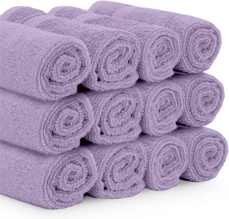 White Classic Luxury Cotton Washcloths - Small Hotel Spa Bathroom Face Towel | 12 Pack |