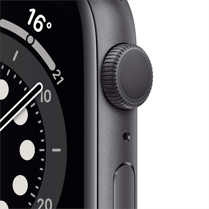 Apple Watch Series 6 (GPS, 44mm) - Space Grey Aluminium Case with Black Sport Band (Renewed)