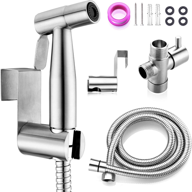 Hanbuluo Bidet Sprayer for Toilet, Hand held Stainless Steel Toilet Bidet Sprayer Kit with Hose, Easy Install Bidet Attachment for Toilet, Bidet Sprayer for Personal Hygiene