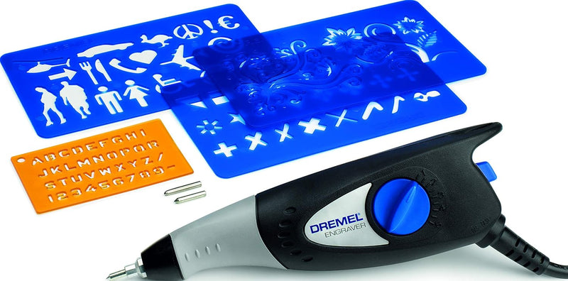 Bosch Dremel 290 Engraver - Compact Engraving Pen Tool with 3 Engraving Tips and 4 Craft Stencils for Engraving Wood, Metal, Ceramics, Plastic, Leather
