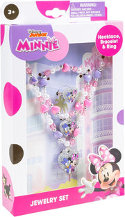 LUV HER Girls Jewelry Set - Dress Up 3 Piece Toy Jewelry Box Set with Bead Necklace, Bracelet, and Ring - Play Accessories - Ages 3+ - Pink-Purple-White