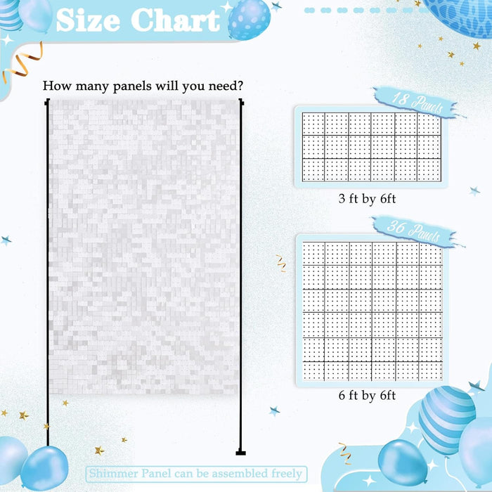 LuoluoHouse Shimmer Wall Panel Sequin Backdrop 36 Panel Birthday Wedding Background Decoration Walls Anniversary Engagement Decorations