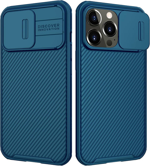 Nillkin For Iphone 13 Pro Case With Slide Camera Cover, Shockproof, Lens Protection, Heavy Duty Protective Bumper Hard Pc Back And Soft Silicone Edge 6.1 Inch 2021 Black - Blue iphone 13 Pro 6.1 inch