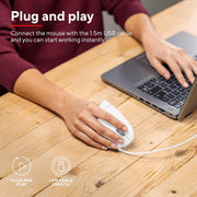 Trust Verto Wired Ergonomic Mouse, Vertical Mouse with LED Illumination, Reduces Arm Strain, 1000-1600 DPI, 6 Buttons, for Right Hand Users, 1.5m USB Cable, Computer Mouse for PC, Laptop. Mac - White - Single White