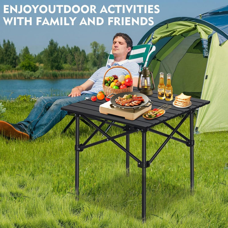SKY-TOUCH Outdoor Camping Folding TableLightweight Folding with Aluminum Top and Carry Bag, Easy to Carry, Perfect for Outdoor, Picnic, Cooking, Beach, Hiking, Fishing535150cm