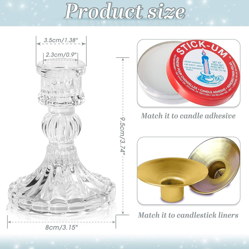 TERRIFI Clear Candlestick Holders, 6 Pcs Elegant Glass Taper Candle Holders for Wedding, Party, Festival and Anniversary Table Decor