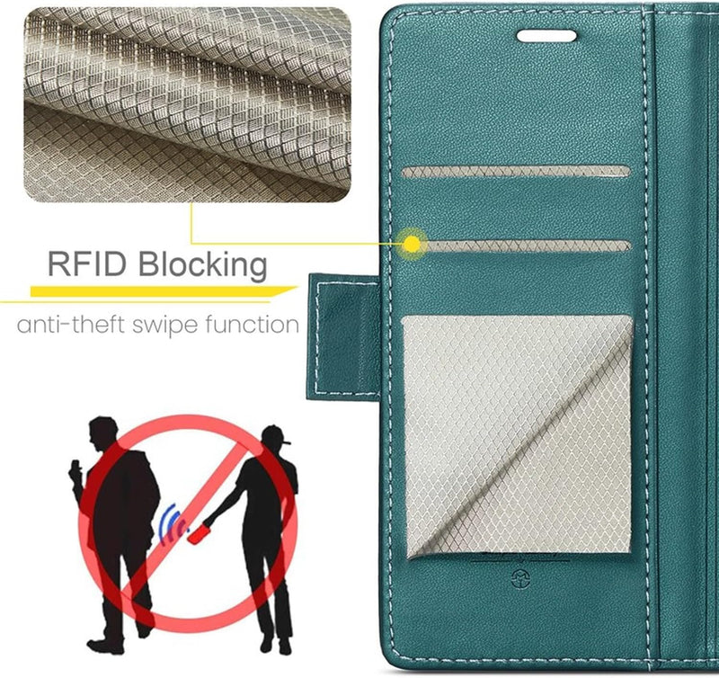 For Samsung Galaxy A30s / A50 / A50s Leather Case RFID Blocking 3 Card Slot Mobile Cover - Green