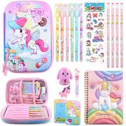 Unicorn Pencil Case,Cute Stationary Set for Girls,3D EVA School Large Capacity Pencil Pen Pouch for Kids,Stationery Set School Supplies,Back to School Gifts for Kids,Pink