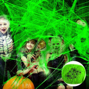 Halloween Spider Web, Halloween Decoration Set with 1000 sqft Stretch Cobwebs, 100 Fake Spiders for Halloween Indoor and Outdoor Party Supplies - Glow-in(300g cobweb + 60 pcs fake spider)