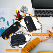 Pencil Case, EVA Pencil Case, Hard Shell with 2 Layers, Large Capacity, Simple Stationery Pouch for Students and Workers with Hand Strap