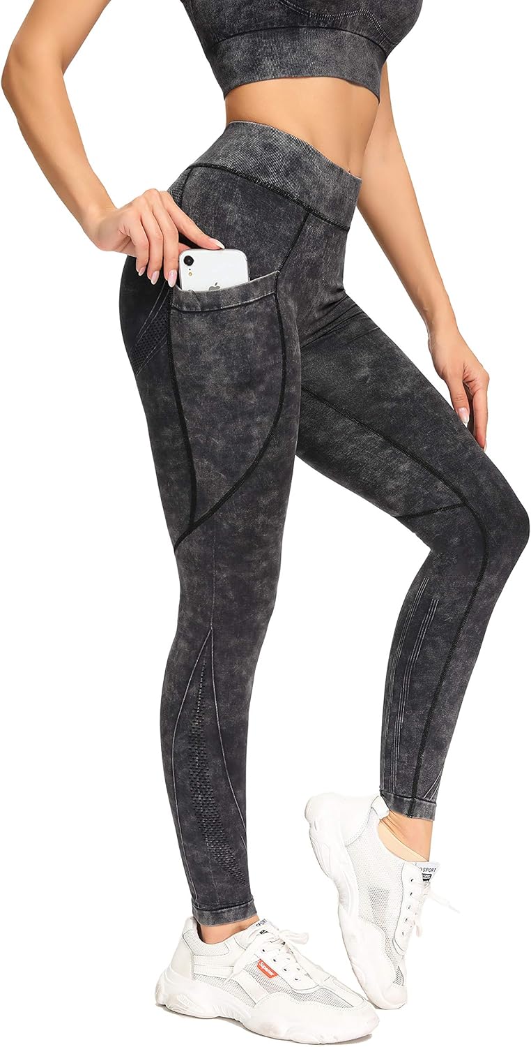 Redqenting High Waisted Leggings for Women Workout Seamless Leggings Yoga Pants Sweat Proof Tummy Control Tights