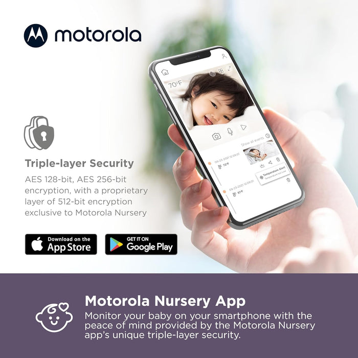 Motorola Baby Monitor VM65-5" WiFi Video Baby Monitor with Camera HD 1080p - Connects to Smart Phone App, 1000ft Long Range, Two-Way Audio, Remote Pan-Tilt-Zoom, Room Temp, Lullabies, Night Vision