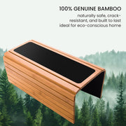 GEHE Bamboo Wood Sofa Arm Tray Table Anti-Slip Armrest Organizer Protector Drink Holder Coaster (Natural Bamboo) - Natural Bamboo 33.7 x 41.9 x 1 cm