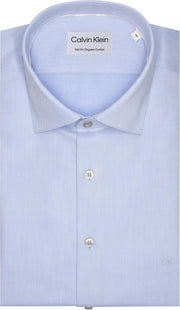Mens Twill Easy Care Slim Shirt Dress Shirts - blue