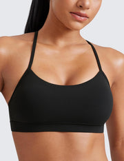 CRZ YOGA Y Back Sports Bra for Women - Padded Racerback Spaghetti Straps Thin Strap Low Impact Workout Yoga Bra