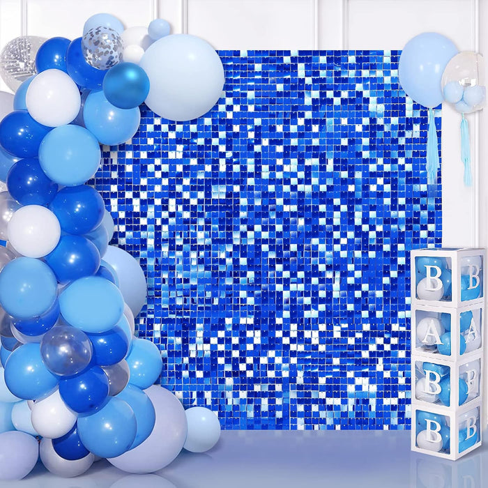 LuoluoHouse Shimmer Wall Panel Sequin Backdrop Panels 12 Packs-Iridescent Silver Backdrop for Graduation Anniversary Backdrop Wall Backdrops Engagement Decoration