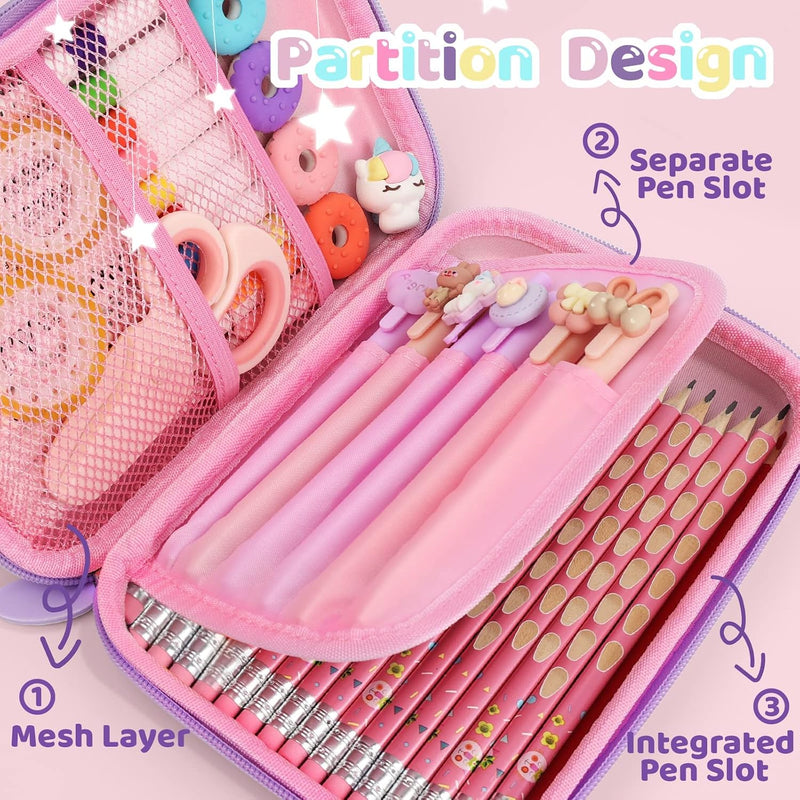 Pencil Case, Unicorn Pencil Case for Girls, 3D EVA Large Capacity Pen Holder, Storage Bag, Students Stationery Box, Cartoon Pencil Bag For Kids Boys School Gift (Moon Unicorn, L)