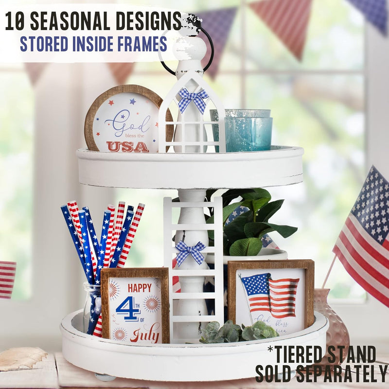 KIBAGA The Ultimate Farmhouse Tiered Tray Decor Set - Beautiful Year Round Seasonal & Fall Holiday Decoration Bundle - The Perfect Lemon and Summer Centerpiece Design for Home & Kitchen Decor