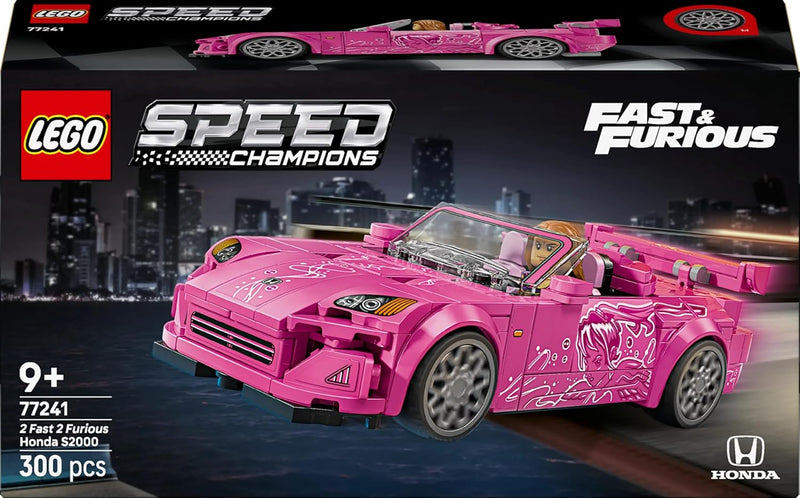 Speed Champions 2 Fast 2 Furious Honda S2000 - Pink Car Toy with Anime-Style Graphics - incl. a Suki Minifigure with a Spanner - Gift For 9+ Year Old Boys, Girls & Adult Movie Fans - 77241